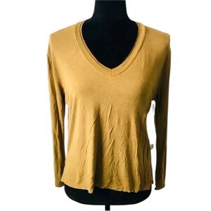 Treasure & Bond Women’s Mustard V-Neck Relaxed Top Small NWT